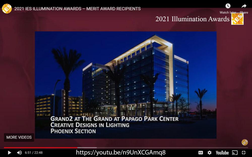 IES Illumination Award of Merit for The Grand2 at Papago Park Center